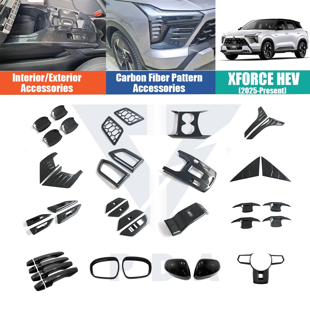 Mitsubishi XForce HEV (2025-ปัจจุบัน) คิ้วพวงมาลัย คิ้วไฟหน้า อุปกรณ์เสริมคาร์บอนไฟเบอร์ เข้าออกรถยนต์ภายในและภายนอก