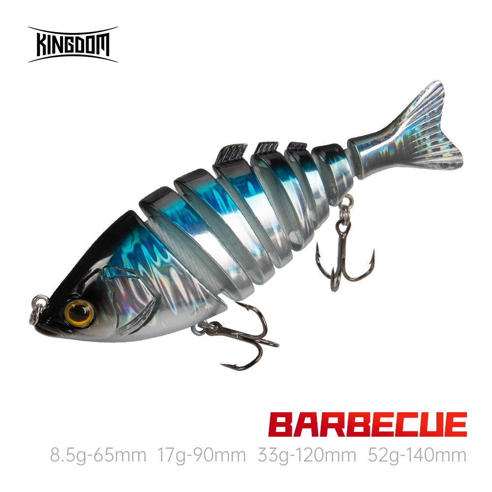 Kingdom ร้อนบาร์บีคิวตกปลา Lure 65 มม.90 มม.120 มม.140 มม.8.5g 17g 33g 52g Sinking ABS Lure Hard เหยื่อ 6 & 8 Joint สมจริง Swimbaits Lure Wobblers สําหรับ Bass Perch Pike Barracuda ปลาเทร