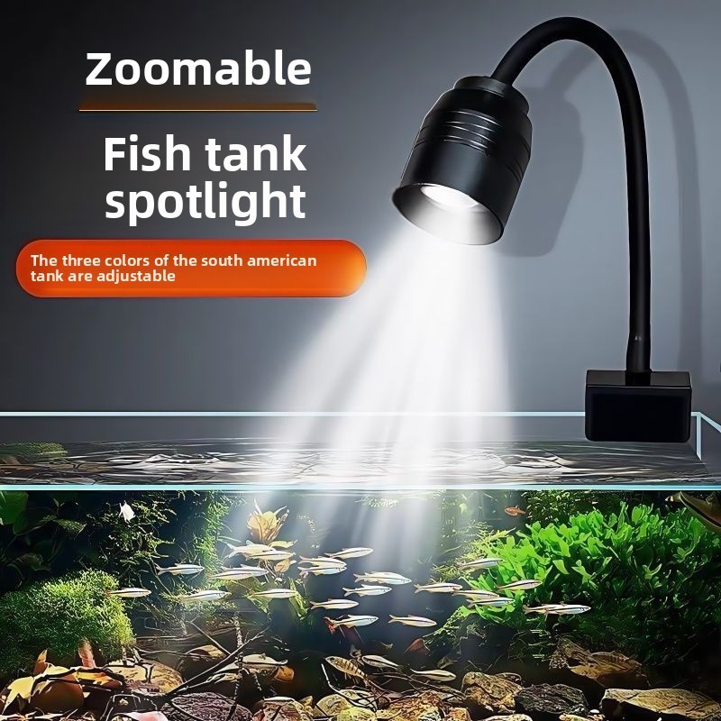 โคมไฟ LED พิพิธภัณฑ์สัตว์น้ํา ไฟพิพิธภัณฑ์สัตว์น้ํา Zoomable พร้อม 360° คลิป USB 3 สี Timing Spotlight Ater โคมไฟพืช