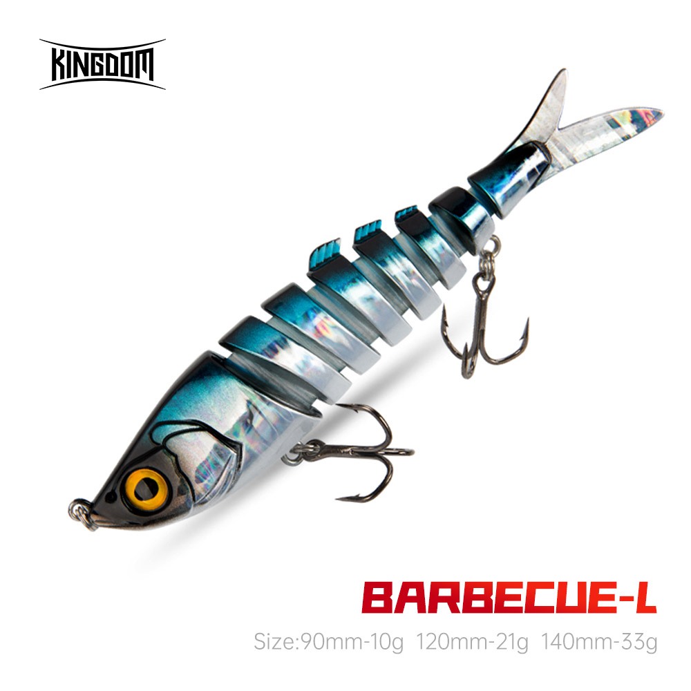 Kingdom บาร์บีคิว-L Multi Jointed Fishing Lure 90 มม.120 มม.140 มม.10g 21g 33g Sinking ABS Lure Hard เหยื่อ 8 ส่วนยืดหยุ่น Swimbait สมจริง Crankbaiter สําหรับ Bass Pike Trout
