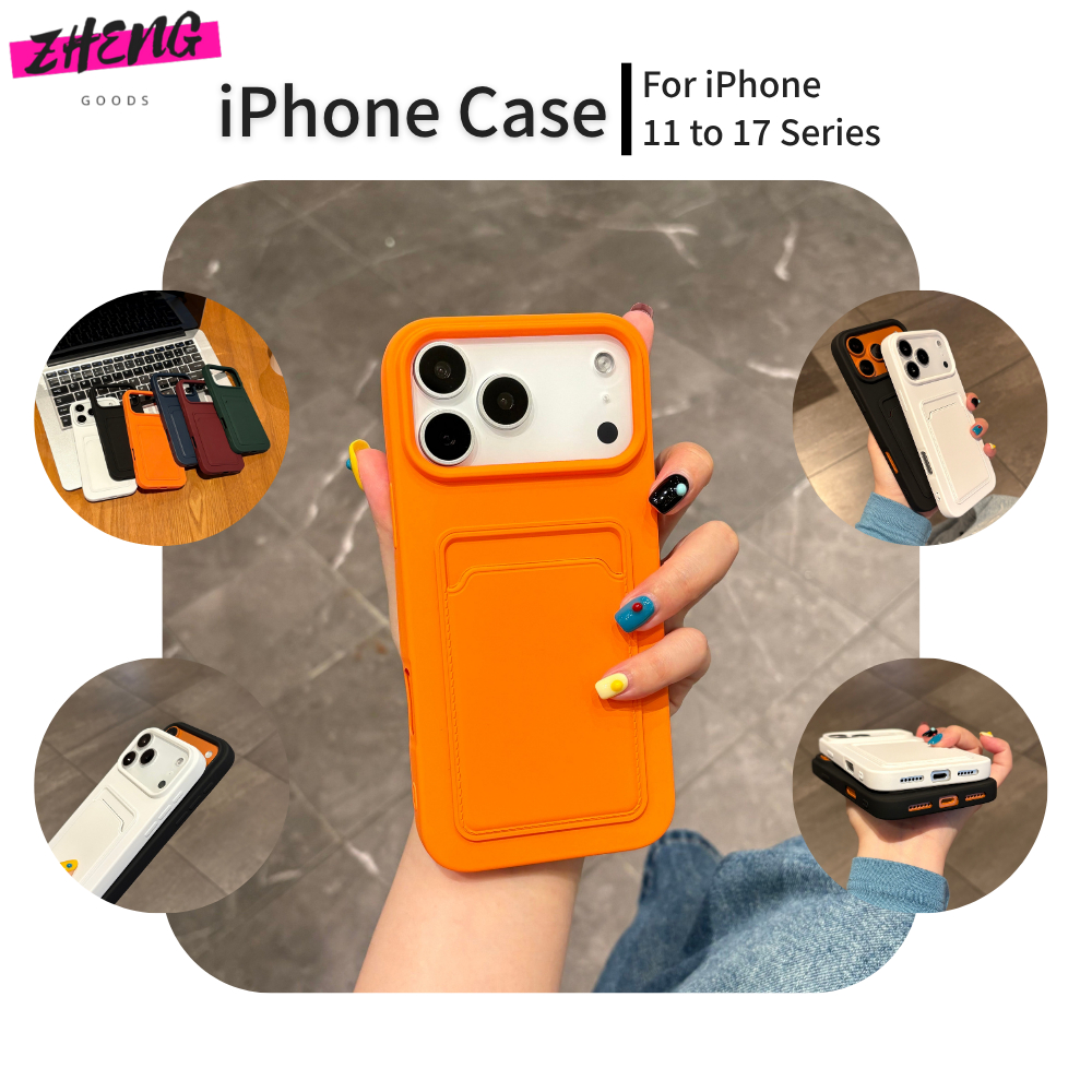 ผู้ถือบัตรสําหรับ iPhone 17Promax เคสโทรศัพท์ 17 16Pro 13 กันกระแทก iPhone สําหรับ iPhone 16Plus 16 15Promax 14Promax 15 14 12 11