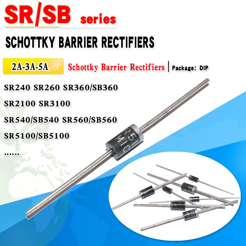 20 ชิ้น/ล็อต SR240 SR260 SR360 SB360 SR2100 SR3100 SR540 SR560 และ SR5100 Schottky ไดโอดพร้อม