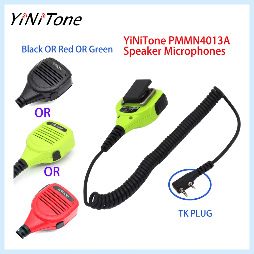 Yinitone TK 2 พินลําโพงไมค์สําหรับ Baofeng UV-5R Quansheng Kenwood | ไอพี54 ไมโครโฟนมือถือไหล่ทนทานสีดํา/แดง/เขียว