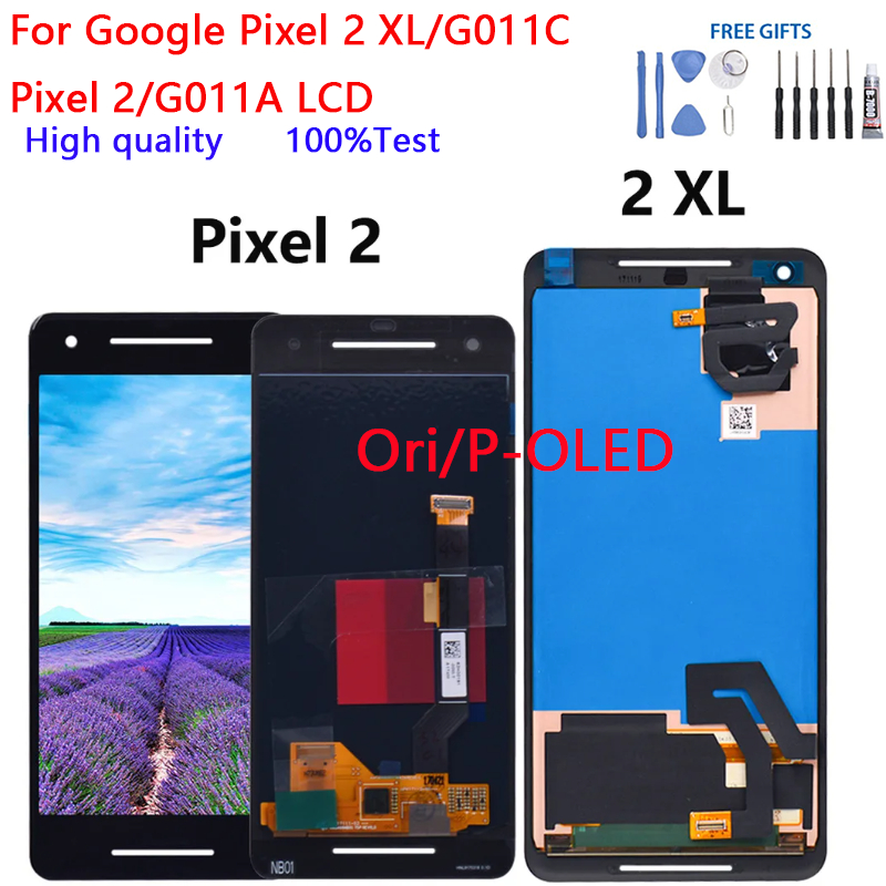 สําหรับ Google Pixel 2 XL/G011C Pixel 2/G011A จอแสดงผล LCD Touch Screen Digitizer Glass Assembly อะไ