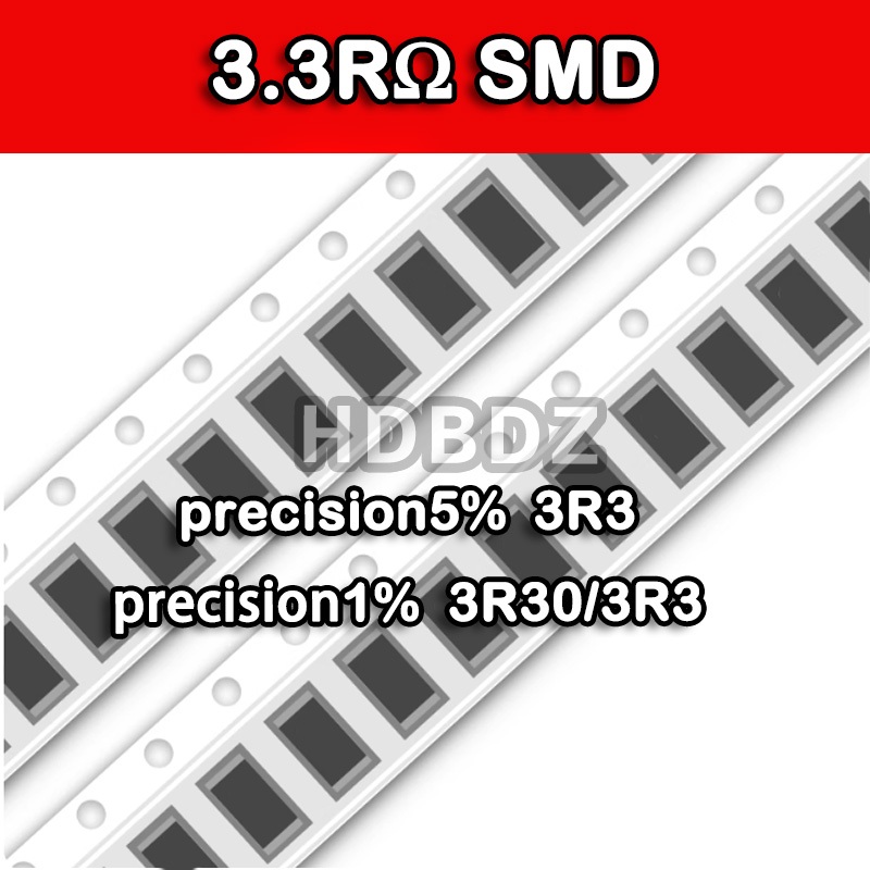 10~100PCS 3.3RΩ SMD Resistance accuracy5%/1% 3R3/3R30 0603 0805 1206 2512 ความต้านทานแพทช์
