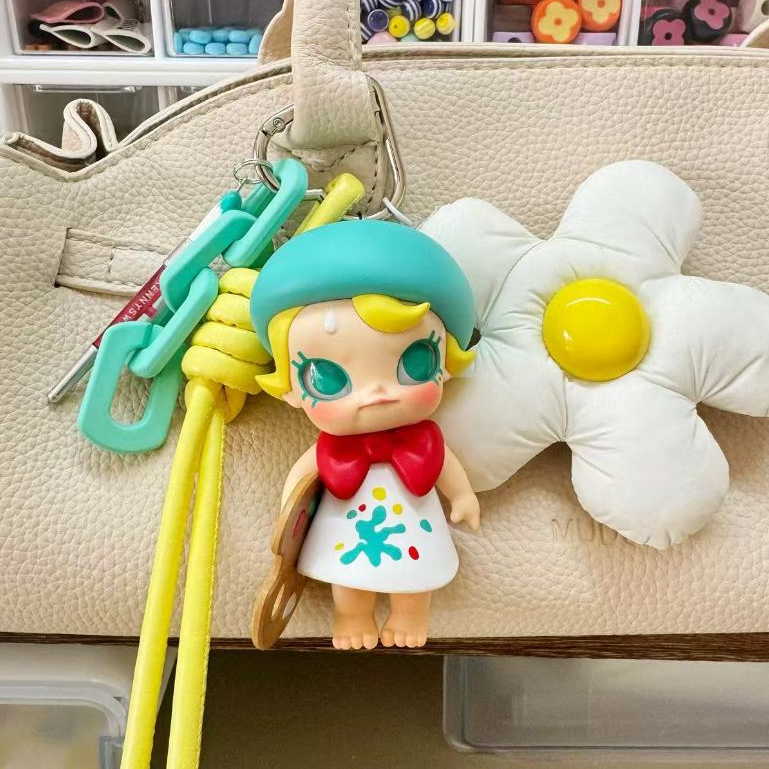 POPMART Baby Molly When I Was Three series DIY กระเป๋าจี้พวงกุญแจของเล่นของขวัญ VCDB