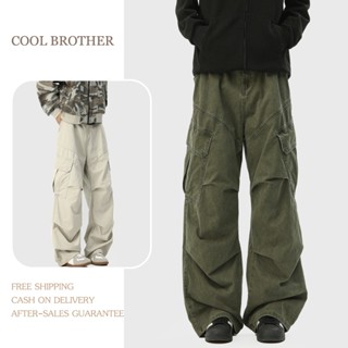 อเมริกันย้อนยุคล้างจีบกางเกงทํางานผู้ชายฤดูใบไม้ผลิและฤดูใบไ…