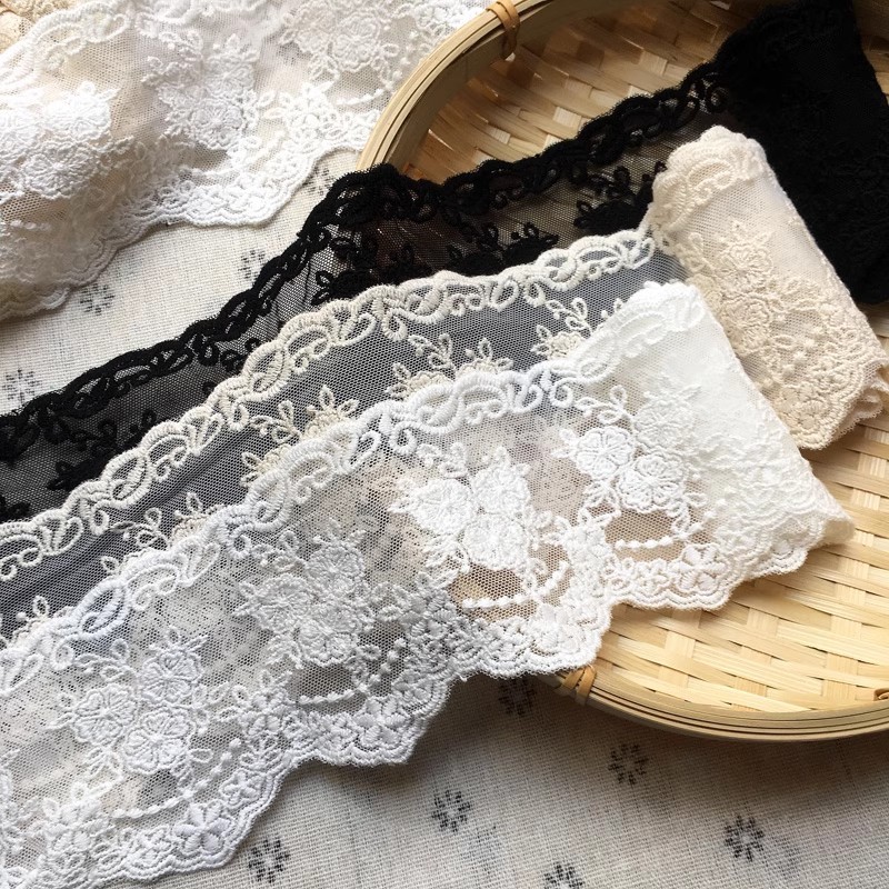 ผ้ายืดหยุ่น 1 หลา สำหรับเสื้อผ้าและตกแต่งบ้าน DIY ตาข่ายลูกไม้นุ่ม พร้อมอุปกรณ์เสริม