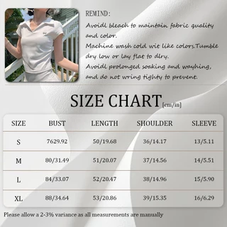 เสื้อโปโลแขนสั้นสีผู้หญิง การเย็บปักถักร้อย สีทึบ เสื้อ V คอ