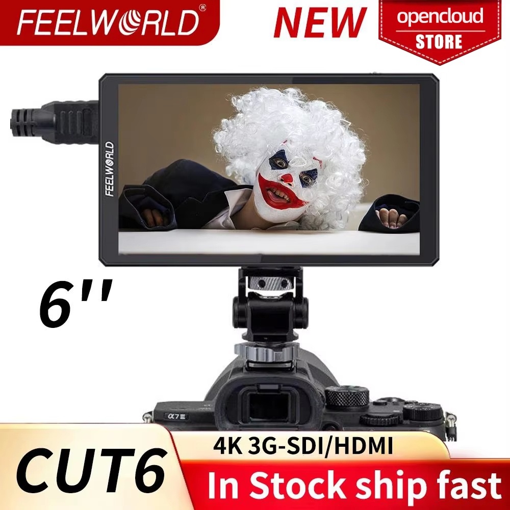 FEELWORLD CUT6 6 นิ้ว 4K 3G-SDI/HDMITouch Screen Video Monitor Recorder FHD Monitor รองรับ IPS 1920x