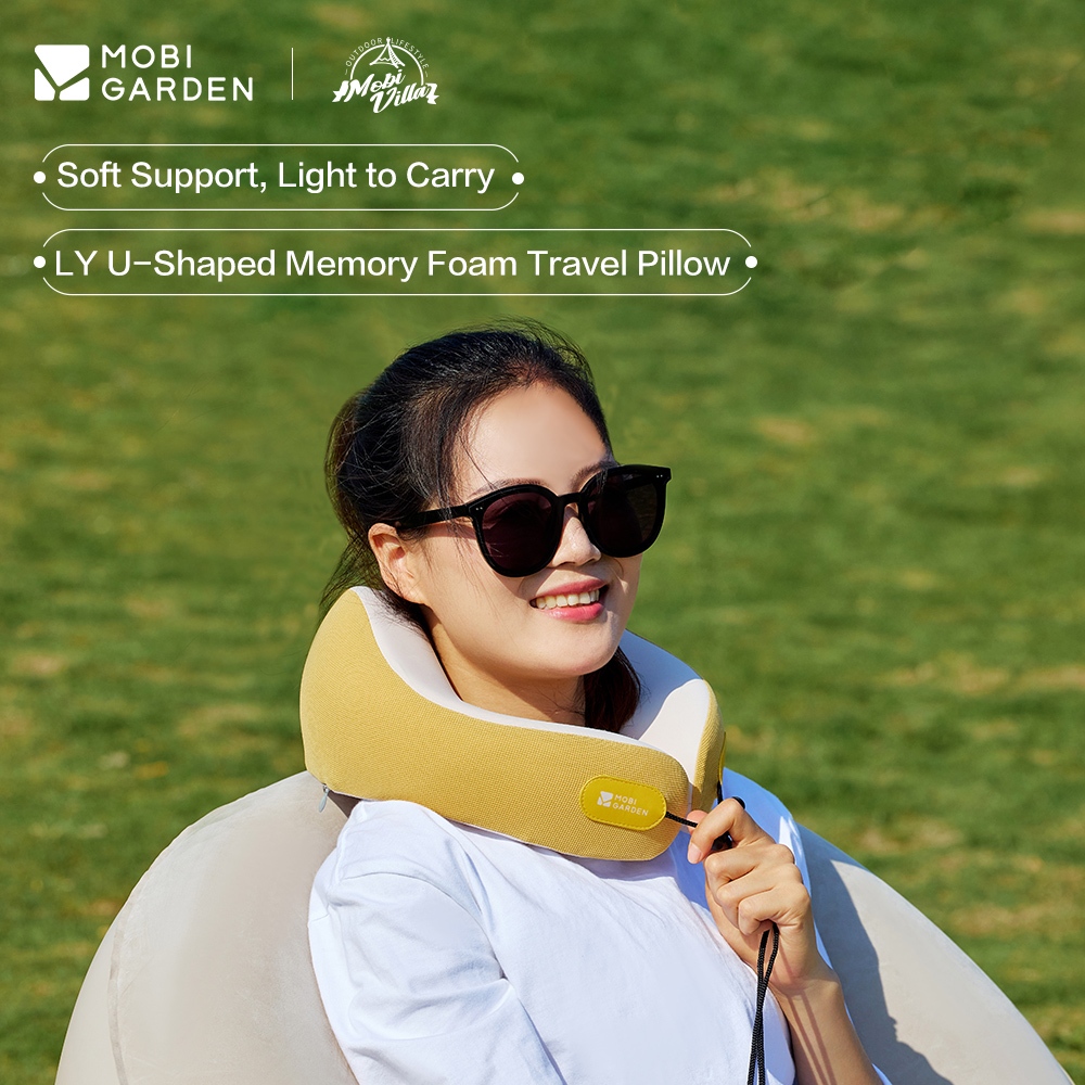 MOBI GARDEN Travel Joy Memory Cotton หมอนรูปตัวยูฟองน้ําแบบพกพา Camping Napping หมอนเดินทางหมอนสบาย