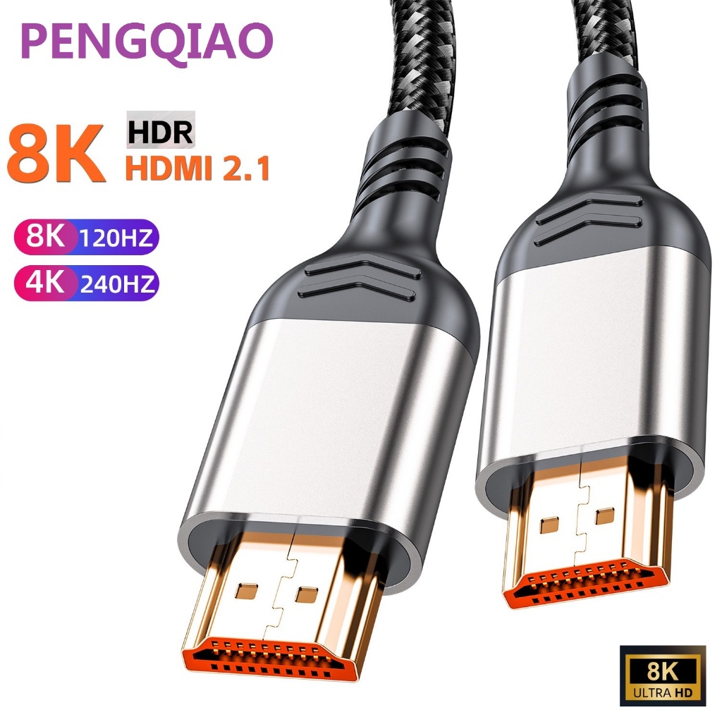 สาย HD HDMI 8K@60Hz/4K@240Hz สายไฟเบอร์ออปติก HDMI 2.1 สําหรับแล็ปท็อปจอภาพทีวี