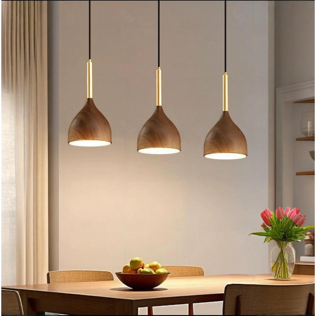 สไตล์กลางศตวรรษ คลาสสิก พื้นผิวไม้ โคมไฟระย้า LED สุนทรียศาสตร์ ห้องรับประทานอาหาร ไฟระย้า
