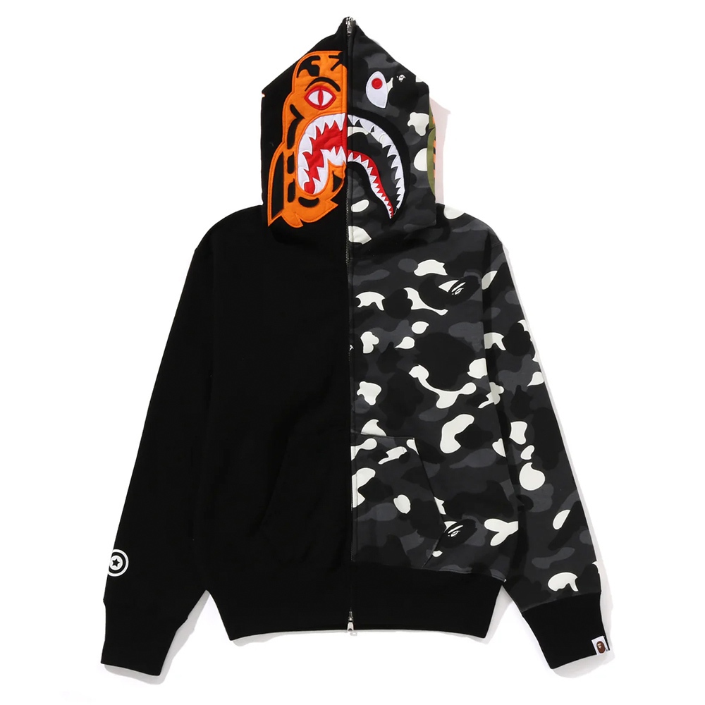 A BATHING APE Luminous City Camo Tiger Shark เสื้อฮู้ดแบบซิปเต็ม