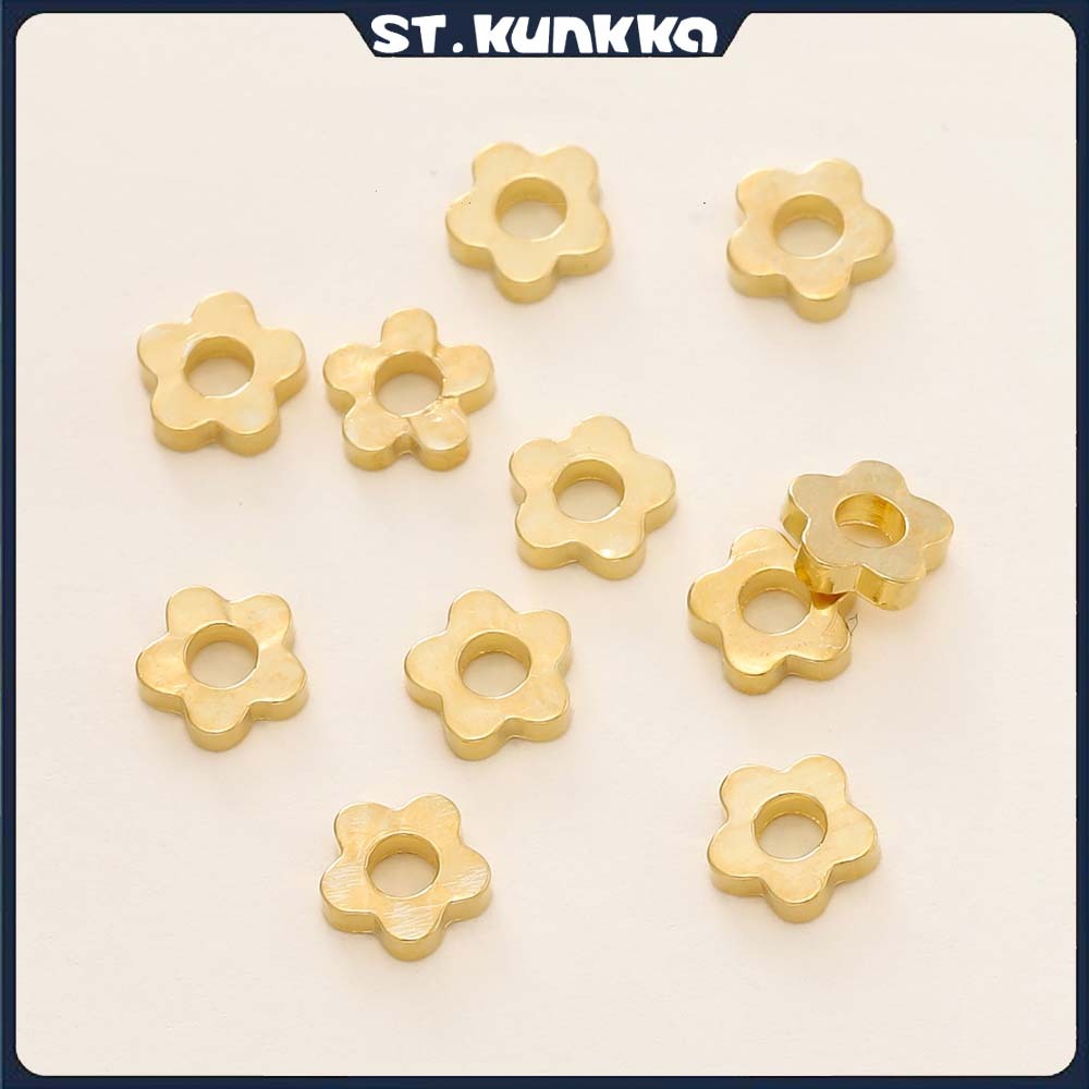 ตัวรองลูกปัดลายดอกไม้ขนาด 4 มม. ชุบทอง 20 ชิ้น ลูกปัดสเปเซอร์สำหรับทำสร้อยคอสร้อยข้อมือ DIY