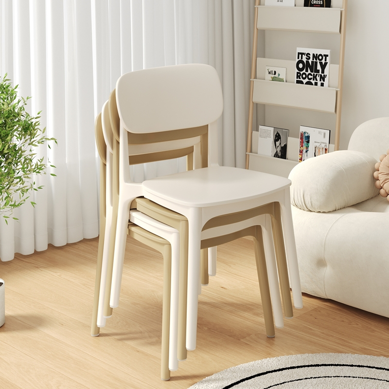 WA เก้าอี้พลาสติก Plastic chair เก้าอี้พลาสติกมีพนักพิง เก้าอี้กินข้าว  สไตล์เรียบง่าย วางซ้อนกันได้