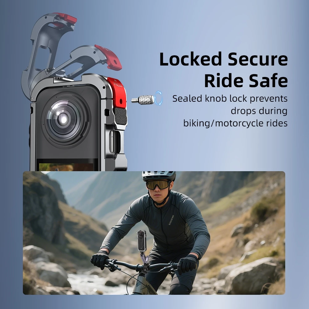 Flymile อลูมิเนียมกล้องสําหรับ Insta360 X5 Quick-Release กรงโลหะกรอบป้องกันแขน 1/4 สกรูรองเท้าเย็นอุปกรณ์เสริมสําหรับเติมแสง Selfie Stick thumbnail 9