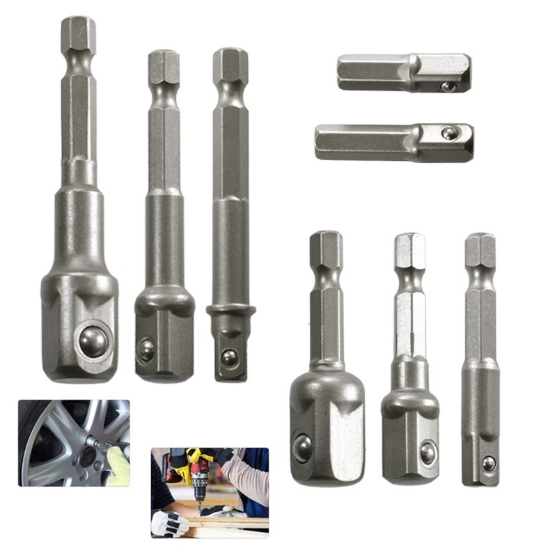 เจาะซ็อกเก็ตอะแดปเตอร์1/4 '' ฐานสิบหก ก้านขยายสําหรับผลกระทบไดร์เวอร์1/2'' 3/8''หัวตารางเจาะบิตอะแดปเตอร์ชุดเครื่องมือมือ