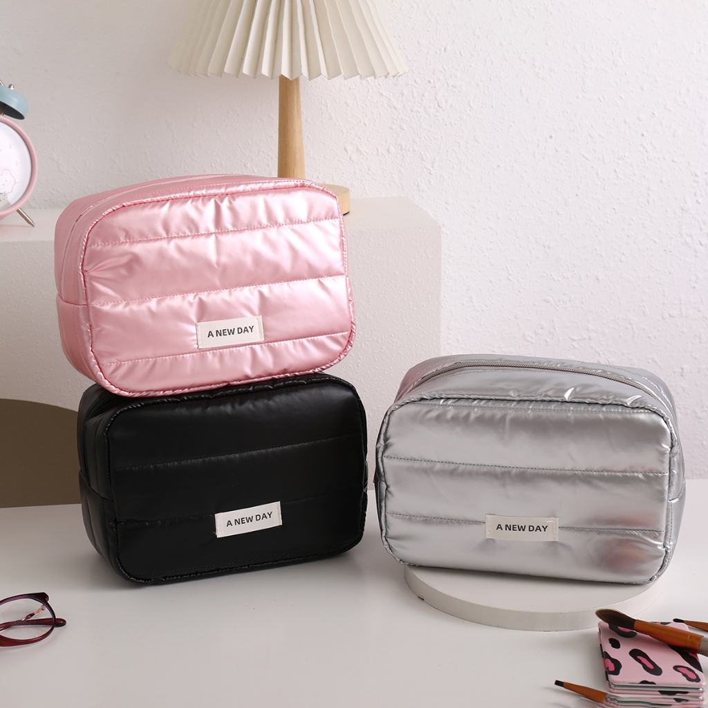 กระเป๋าแต่งหน้าแบบผ้านวมแบบเรียบง่าย,การเดินทางแบบพกพาสิ่งจําเป็นในชีวิตประจําวันกระเป๋าเก็บของ,เครื่องเขียนและองค์กรอุปก