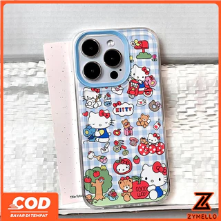 เหมาะสําหรับ OPPO Reno 15F Reno14F Reno14 Pro Reno 13F Reno12 F Reno 11F Reno10 Reno8Z Reno7Z Reno8T Reno5 Reno4 Reno6z ลายสก๊อตสีฟ้าลูกแมว apple tree โปร่งใสกันกระแทก TPU pho