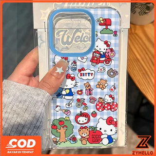 เหมาะสําหรับ OPPO Reno 15F Reno14F Reno14 Pro Reno 13F Reno12 F Reno 11F Reno10 Reno8Z Reno7Z Reno8T Reno5 Reno4 Reno6z ลายสก๊อตสีฟ้าลูกแมว apple tree โปร่งใสกันกระแทก TPU pho