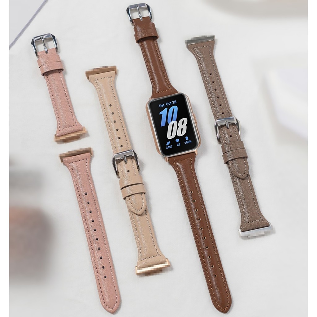 Elegant Slim Leather Strap For Galaxy Fit 3 สาย Bracelet Replacement Galaxy Watch 7 Strap Soft Galax