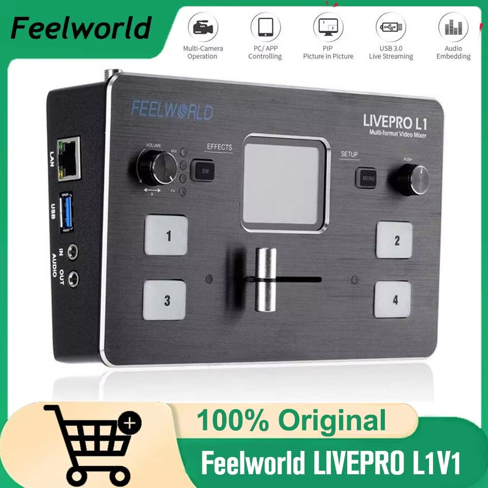 FEELWORLD LIVEPRO L1V1 Multi Format Video Mixer Switcher 4xอินพุต HDMI กล้องการผลิต USB3.0 สตรีมมิ่ง