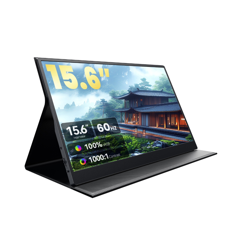 VFLOW จอภาพแบบพกพา 15.6 นิ้ว 1080P FHD USB-C, จอแสดงผลคอมพิวเตอร์ HDMI HDR IPS Gaming Monitor พร้อมพรีเมี่ยมสมาร์ทและตัวป้องกันหน้าจอ, ลําโพง, สําหรับแล็ปท็อป PC MAC โทรศัพท์ PS4 Xbox
