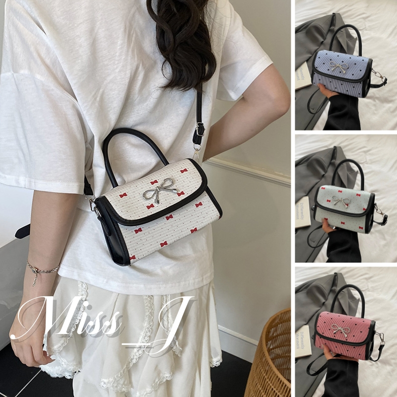Miss_J พร้อมส่งจากกทม กระเป๋าสะพายข้างสไตล์เกาหลี ทรงโบว์ ทรงหัวใจ รุ่นใหม่ กระเป๋าสะพายไหล่ลายจุด คุ้มค่าสุดๆ