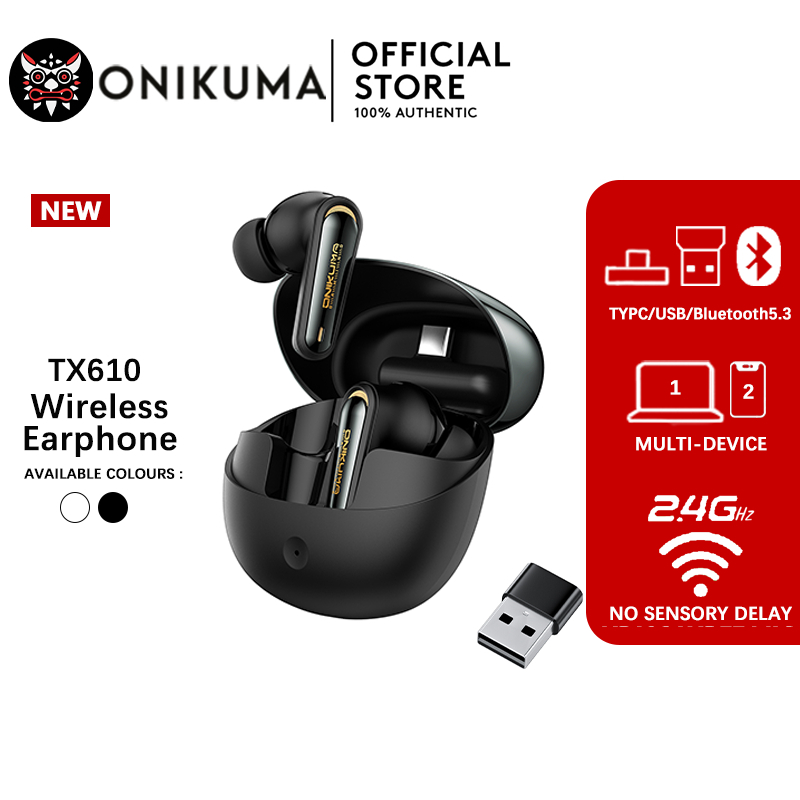 ONIKUMA TX610 หูฟังบลูทูธสองโหมด ANC + ENC ลดเสียงรบกวนคู่ 2.4G Latency ต่ํารองรับการเล่น While ชาร์จชาร์จเร็ว