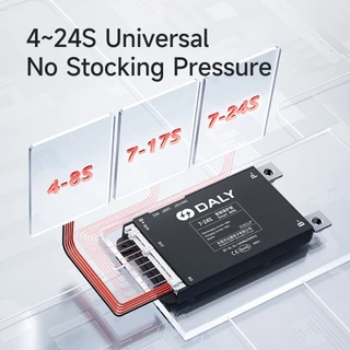 DALY สมาร์ท BMS บลูทูธในตัว 30A–200A 4S–8S 7S-24S Li-ion / LiFePO4 / LTO แบตเตอรี่หลายสาย BMS