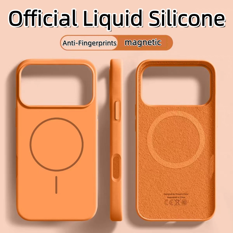 ใหม่อย่างเป็นทางการสีส้มซิลิโคนเหลวแม่เหล็กเคสโทรศัพท์สําหรับiPhone 17 16 15 14 13 12 Pro MaxกรณีกันกระแทกปลอกiPhone 17 Air 16 15 14 plus Anti-Fingerprintsปกหลัง ราคา ถูกที่สุด ดีลบีเคเค รูปภาพหลัก