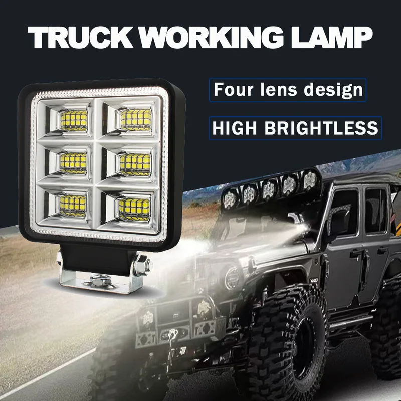 ไฟ LED น้ําท่วม 64W สําหรับรถบรรทุกออฟโรด SUV, กันน้ําทํางาน Camping Ligh