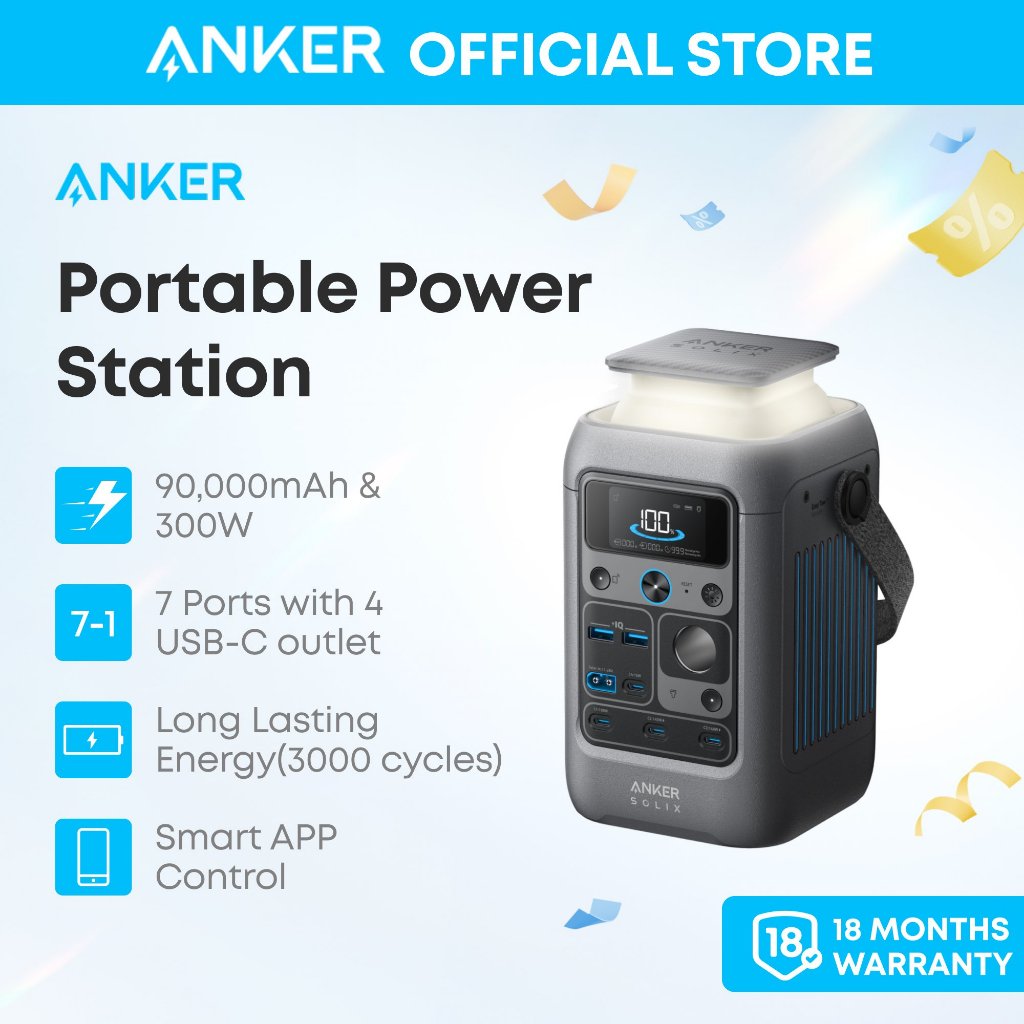 [HOT]Anker SOLIX C300DC Power Station Powerbank กลางแจ้ง 288Wh(90,000mAh) แบบพกพา Power Station แบตเ