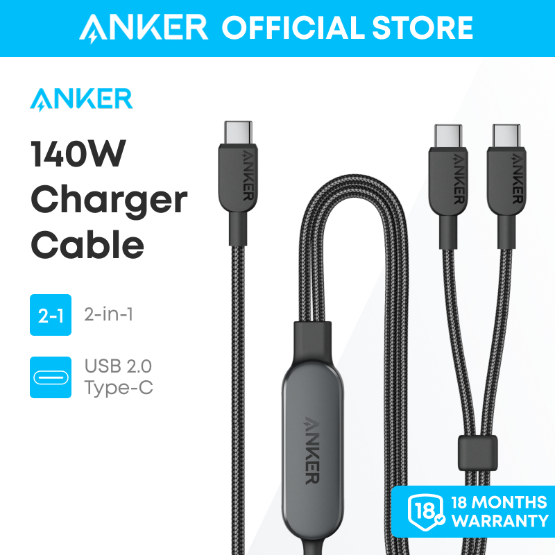 Anker 2-in-1 PD 140W USB C ถึง USB C สาย USB 2.0 Type-C Fast Charging สําหรับ iPhone 16 PRO MAX 15 PRO MAX MacBook Air iPad Air Pro