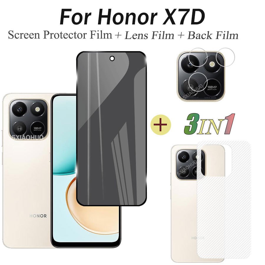 Honor X7D กระจกนิรภัย Honor X9D ป้องกันหน้าจอ Honor X8C X8B X7C กล้องเลนส์ Protector Full Cover Screen Matte Privacy Glass 3In1 คาร์บอนไฟเบอร์กลับฟิล์ม