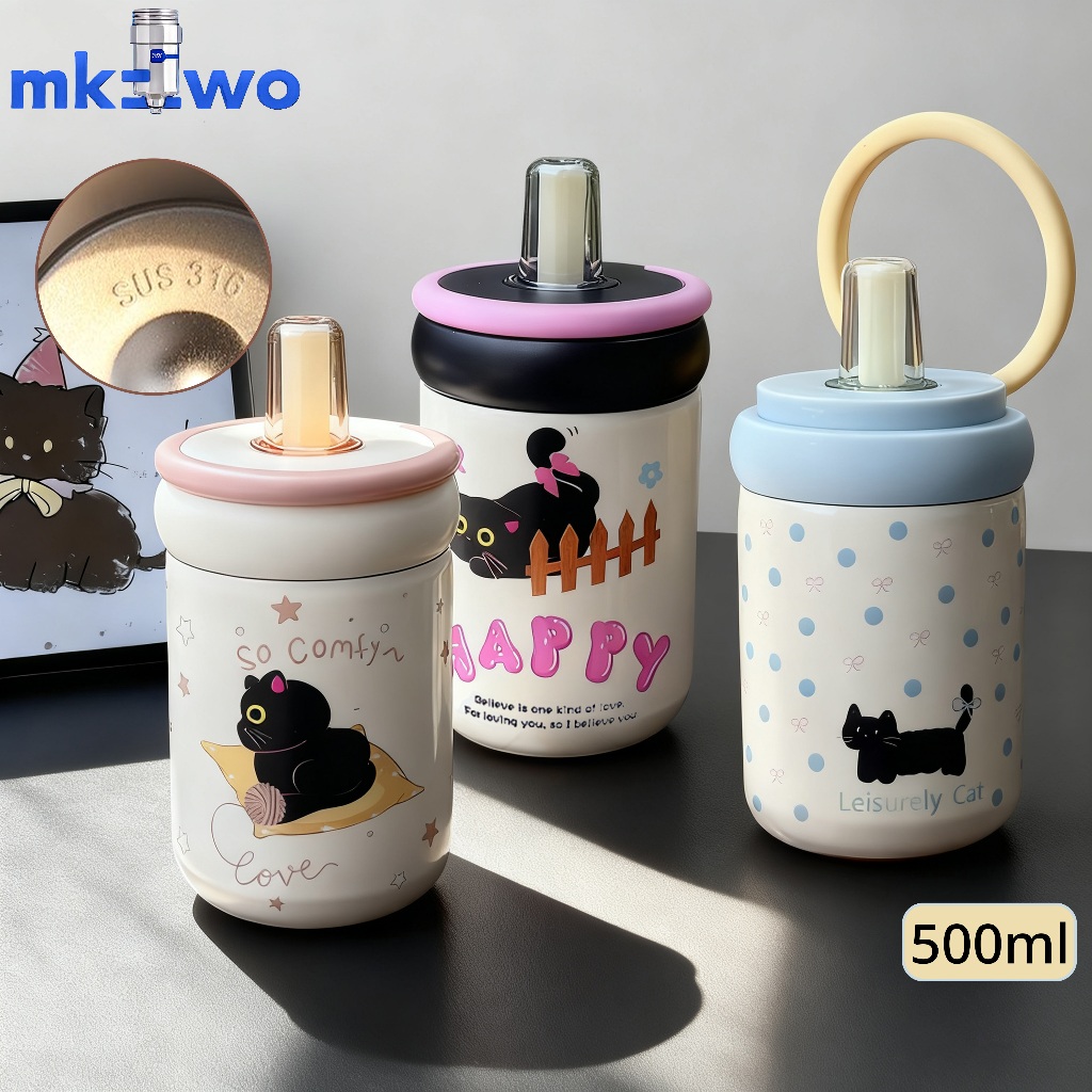 แก้วกาแฟ แก้วเก็บความร้อน 500MLสามารถเก็บอุณหภูมิ ผลิตจากสแตนเลส สูญญากาศ-316
