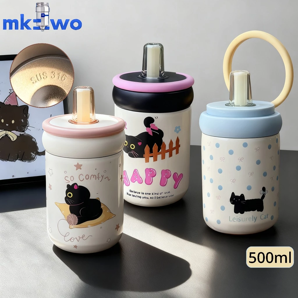 แก้วกาแฟ แก้วเก็บความร้อน 500MLสามารถเก็บอุณหภูมิ ผลิตจากสแตนเลส สูญญากาศ-316