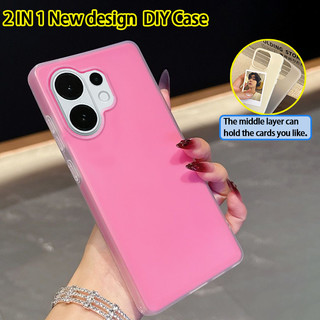 เคส Vivo V60 V70 V50 V40 เคส V60 V50 Lite V40 Pro Case เคสสีลูกกวาด ผิวแมท DIY การ์ด เคสกันกระแทกมือถือ 2 in 1 รู้สึกผิวด้านเรียบง่าย เคสกันรอยนิ้วมือ