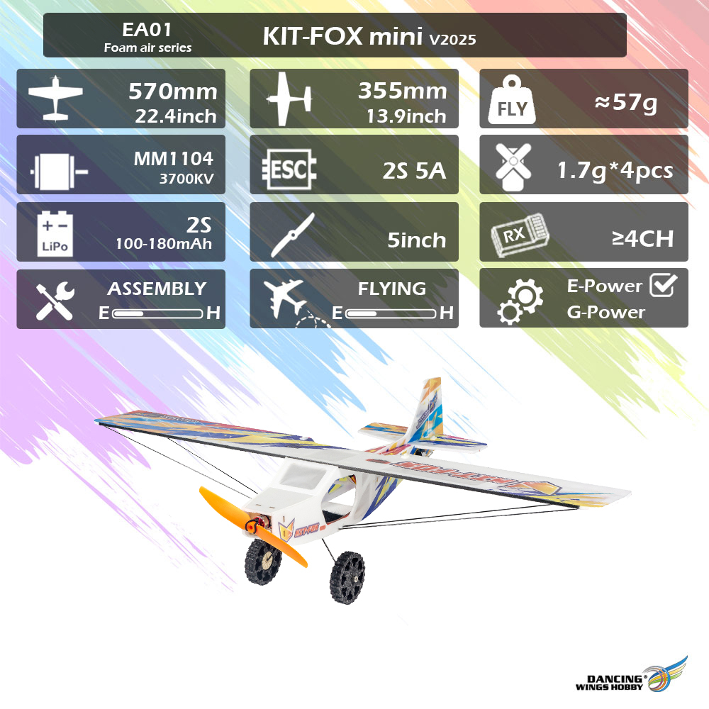 DWHobby เครื่องบินปีกบนกลวงโฟม PP ใหม่ EA01 KITFOX-Mini 570 มม. เครื่องบินปีกคงที่ ราคาถูก Shopee Lazada