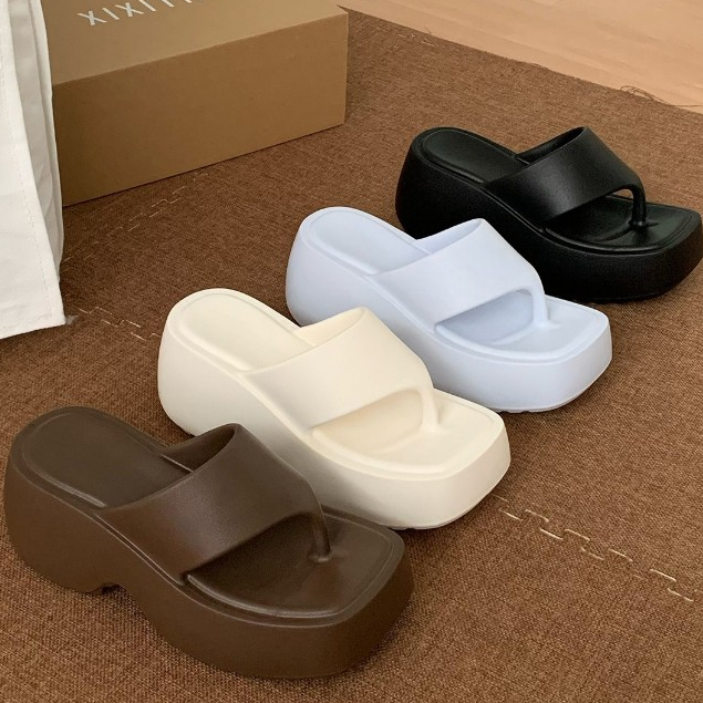 XIXITIAO รองเท้าแตะผู้หญิง เสริมส้น 8 ซม. พื้นหนา สำหรับพักผ่อนและไปชายหาดในฤดูร้อน - รูปที่ 7