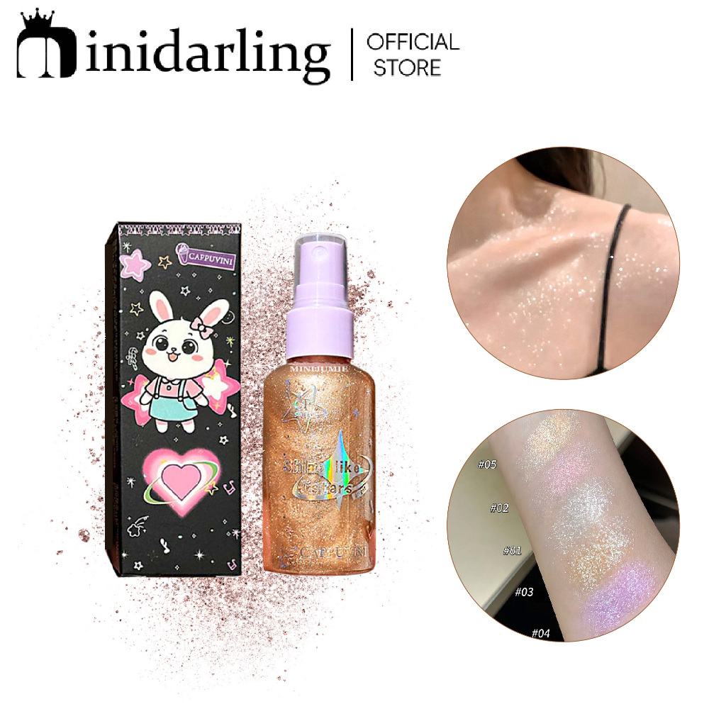 Cappuvini High Gloss Shinny Glitter Pink Silver Gold Color Shinning Spray