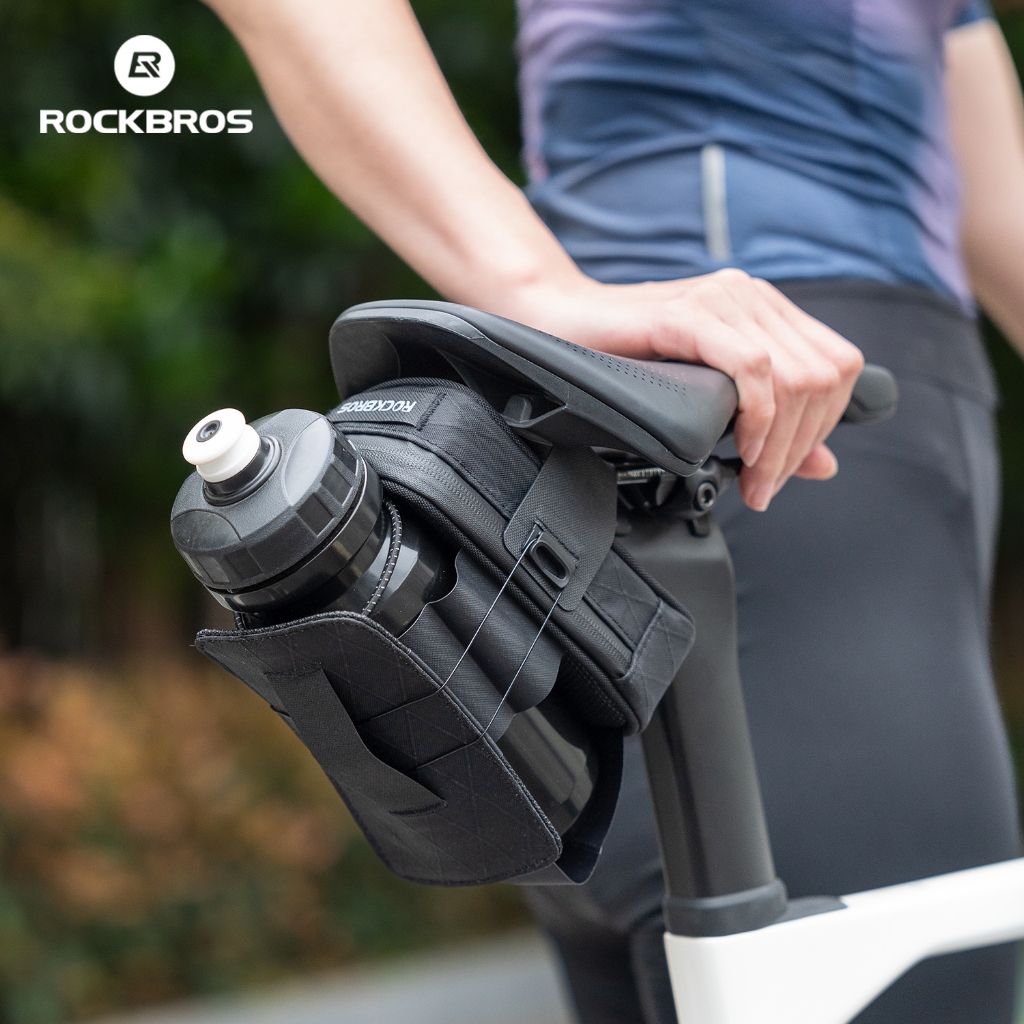 ROCKBROS กระเป๋าจักรยานปรับได้ สำหรับจักรยานเสือภูเขาและจักรยานถนน พร้อมกระเป๋าด้านหลังเพื่อความสะดวกในการขี่ — صورة 8