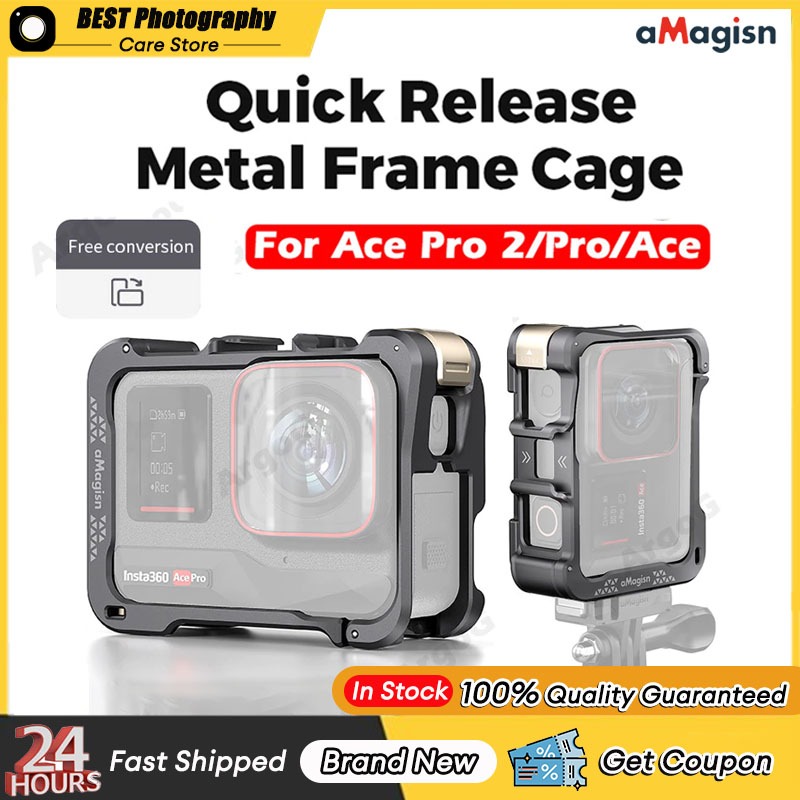 【🇹🇭 กรุงเทพฯ】Amagisn สําหรับ Insta360 Ace Pro 2 กรงโลหะ Quick Release อลูมิเนียมกรณีเปลือกป้องกันสําหรับ Insta 360 Ace Pro 2 อุปกรณ์เสริม