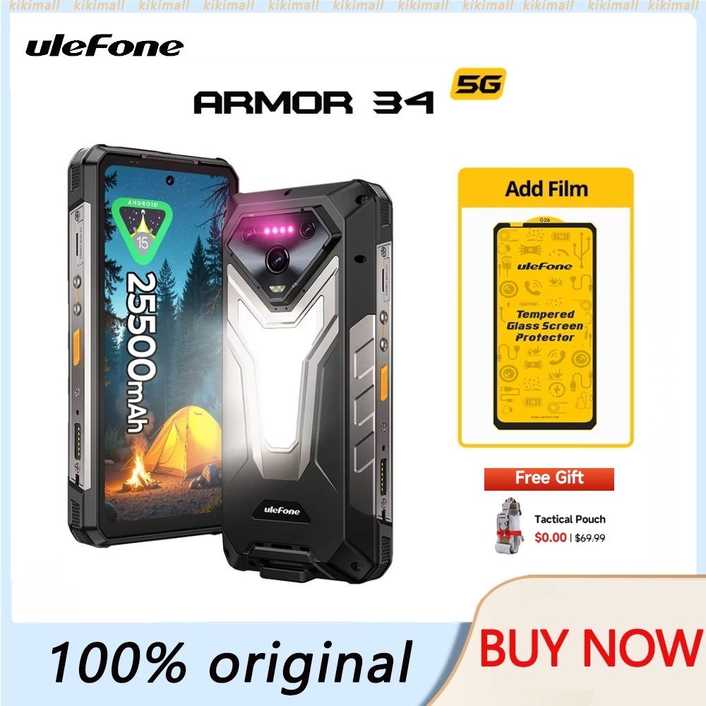 Ulefone Armor 34 5G AI โทรศัพท์ที่ทนทาน 25500mAh สูงสุด 32GB + 512GB 120Hz 6.95 "NFC Android 15