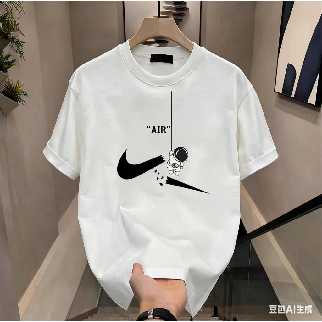 เสื้อยืดแขนสั้นผ้าฝ้ายแท้สำหรับผู้ชาย ไซส์ใหญ่ สไตล์อเมริกันสตรีท เสื้อยืดคอกลุม unisex สวมใส่สบายมาก - รูปที่ 4