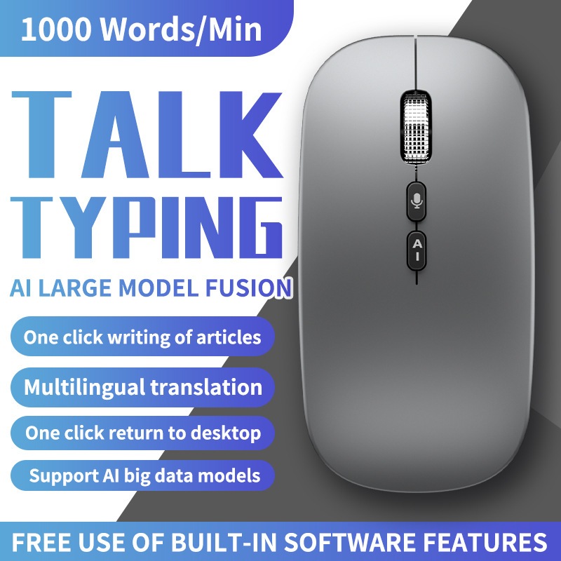 Smart AI Mouse ไร้สาย 3 โหมด | การแปลเรียลไทม์ iFlytek การพิมพ์ด้วยเสียงและการควบคุมคําพูด | แบบชาร์จไฟสําหรับแล็ปท็อป/พีซี