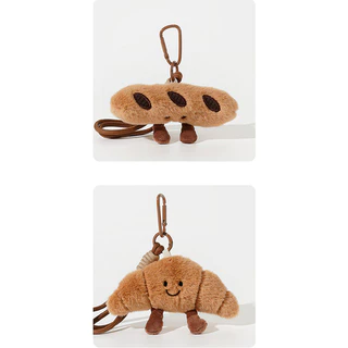 น่ารักบาแกตต์ครัวซองต์ตุ๊กตาตุ๊กตากระเป๋าจี้การ์ตูนกระเป๋าเป้สะพายหลังอุปกรณ์เสริมเพื่อนของขวัญ