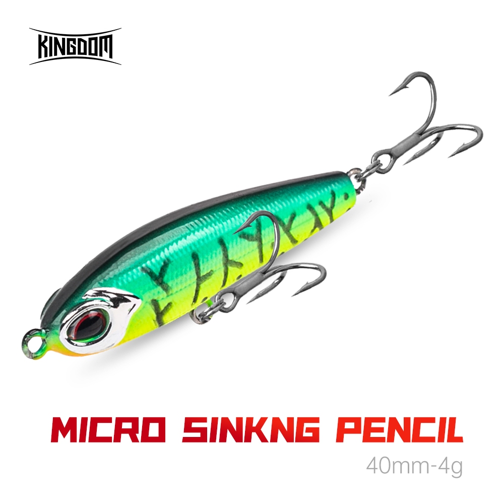 Kingdom ตกปลา Lure 40 มม.4g ดินสอ Sinking ABS Lure Hard เหยื่อช้า Sinking พลาสติกเหยื่อประดิษฐ์คุณภาพสูง Wobblers ตกปลา Tackle ระดับน้ําทั้งหมดสําหรับ Bass Empurau Pomfret