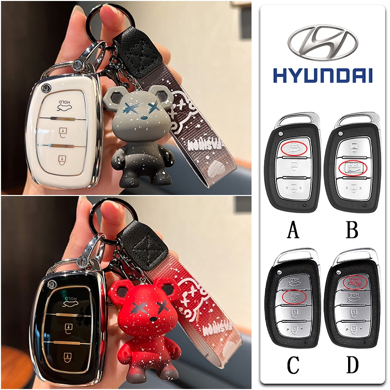 Hyundai ฝาครอบกุญแจรถสําหรับ i20 i30 Creta Tucson Elantra Santa fe Grand i10 Stargazer กรณีกุญแจรีโมทสมาร์ทคีย์ฝาครอบ
